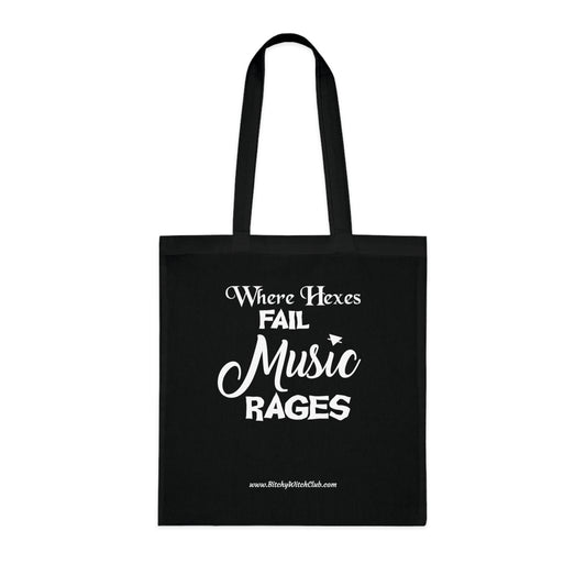 'Where Hexes Fail, Music Rages' Tote Bag — Light Weight Tote