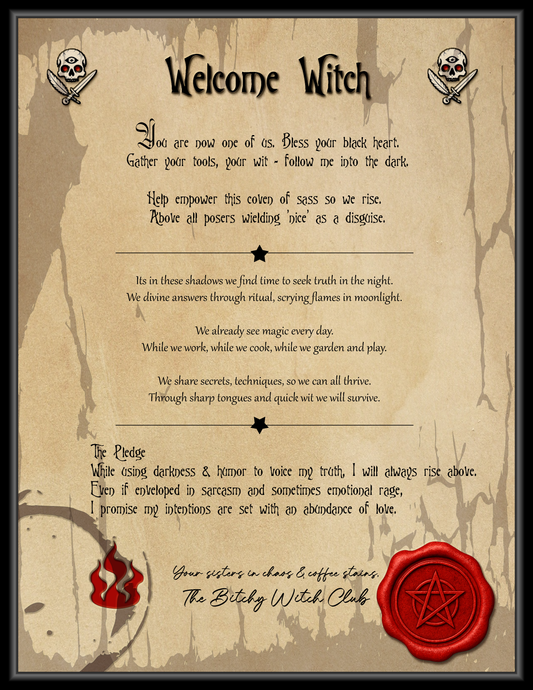 Bitch Witch Club Welcome Letter (Free Download)